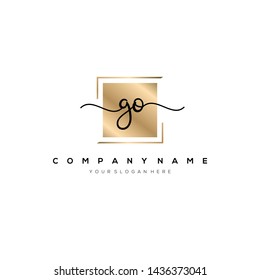 GO handwriting initial logo template vector.