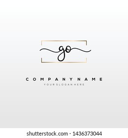 GO handwriting initial logo template vector.