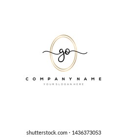 GO handwriting initial logo template vector.