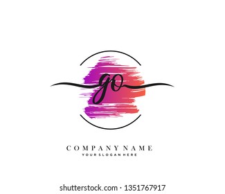 GO handwriting initial  logo vector