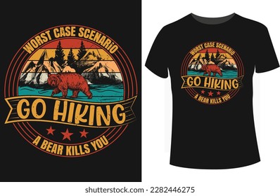 Go hiking t-shirt design with bear vector and vintage color