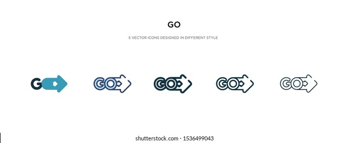 go icon in different style vector illustration. two colored and black go vector icons designed in filled, outline, line and stroke style can be used for web, mobile, ui
