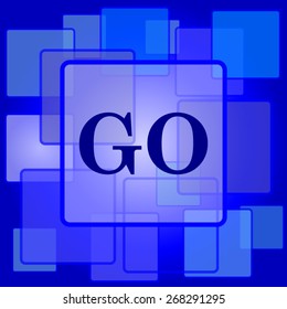 GO icon. Internet button on abstract background. 