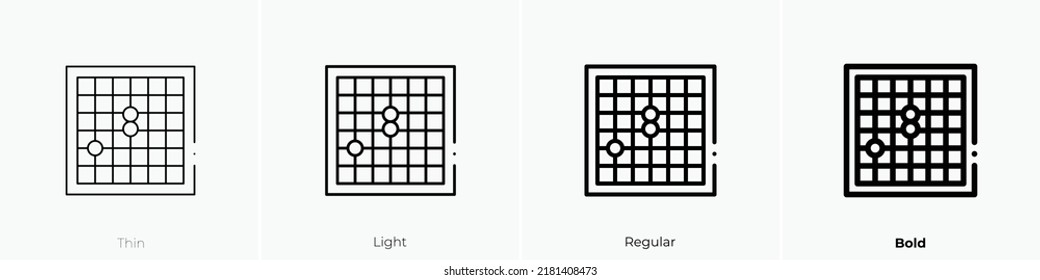 go icon. Thin, Light Regular And Bold style design isolated on white background
