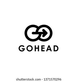 GO initial and arrow logo design inspiration