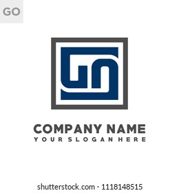 GO initial box letter logo template vector