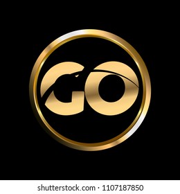 GO initial circle company logo gold black background