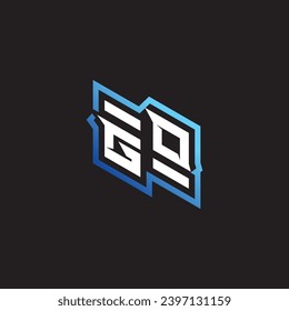 GO initial gaming team, youtube, twitch and clipart stock illustration logo