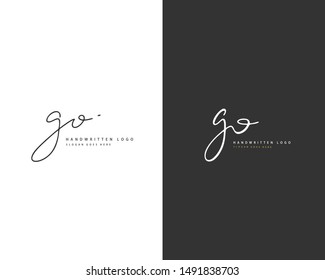 GO Initial handwriting or handwritten logo for identity. Logo with hand drawn style.