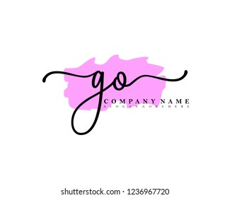GO Initial handwriting logo vector