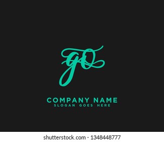 GO Initial Handwriting Logo Vector