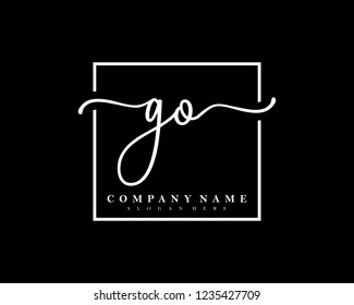 GO Initial handwriting square minimalist logo vector