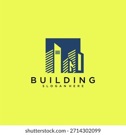 GO initial letter building logo for real estate with square design