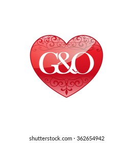 G&O initial letter couple logo with ornament heart shape