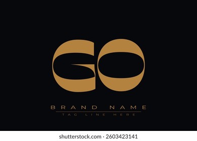 GO initial letter logo design. Letter G and O luxury alphabet letter logo icon template
