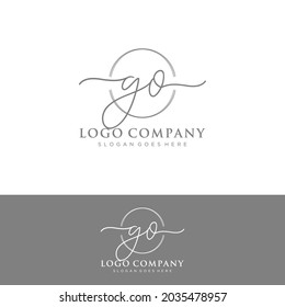 GO Initial letters, handwriting signature logo.