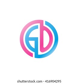 GO initial letters loop linked circle logo pink blue