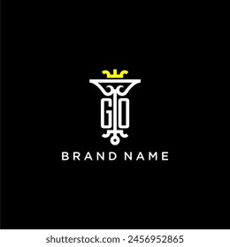 GO initiales Monogramm brandes Logo-Design für Krone Vektorgrafik Bild