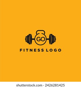 GO initial monogram for fitnes or gym logo with creative barbell design