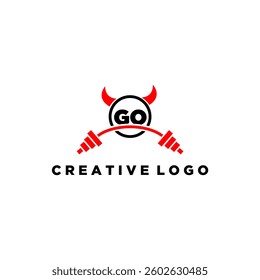 GO initial monogram for fitnes or gym logo with devil style design