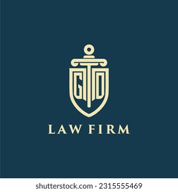 GO initial monogram for law firm with sword and shield logo image