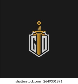 Ir monograma inicial para imagem estilo escudo e espada