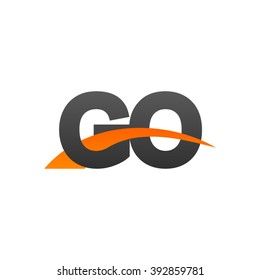 GO initial overlapping swoosh letter logo black orange