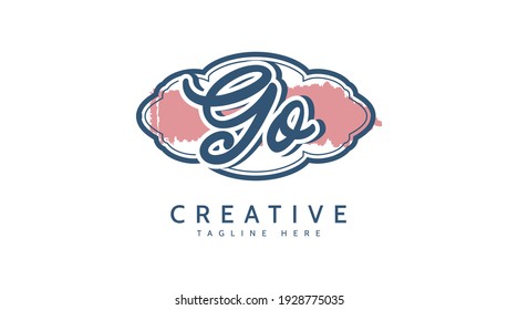 GO Initials, handwriting logo vector