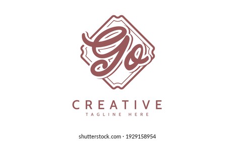 GO Initials, handwriting logo vector