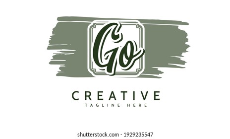 GO Initials, handwriting logo vector