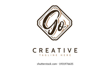 GO Initials, handwriting logo vector