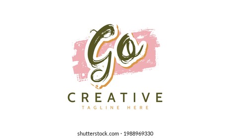 GO Initials, handwriting logo vector
