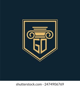 Logo de la firma de abogados GO Initials Logo de abogado con elemento de derecho creativo