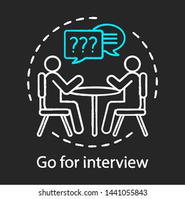 Go for interview concept chalk icon. Job interviewing idea. Headhunting. Personnel hiring. Employment, recruitment. Vector isolated chalkboard illustration