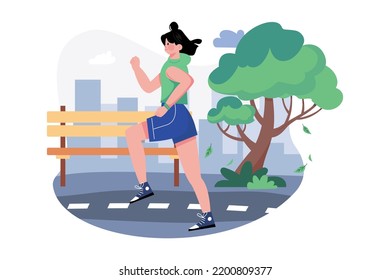 Go jogging in the park Illustration concept on white background