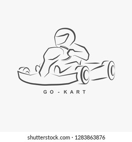 The Go Kart car logo hand draw on gray background.(EPS10 art vector)