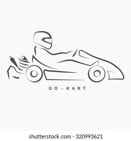 The Go Kart car logo hand draw on gray background.(EPS10 art vector)