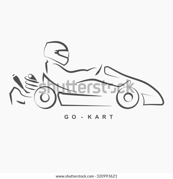 The Go Kart car logo hand draw on gray
background.(EPS10 art
vector)