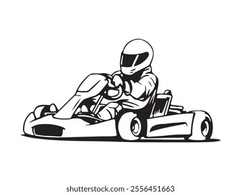 Go Kart driver silhouette. Racing sports