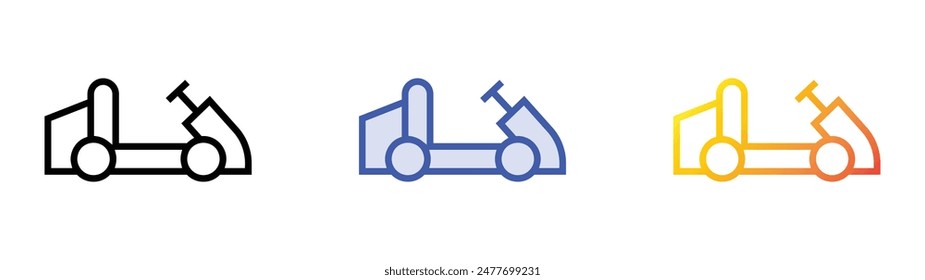 go kart icon. Linear, Blue Fill and Gradient Style Design Isolated On White Background