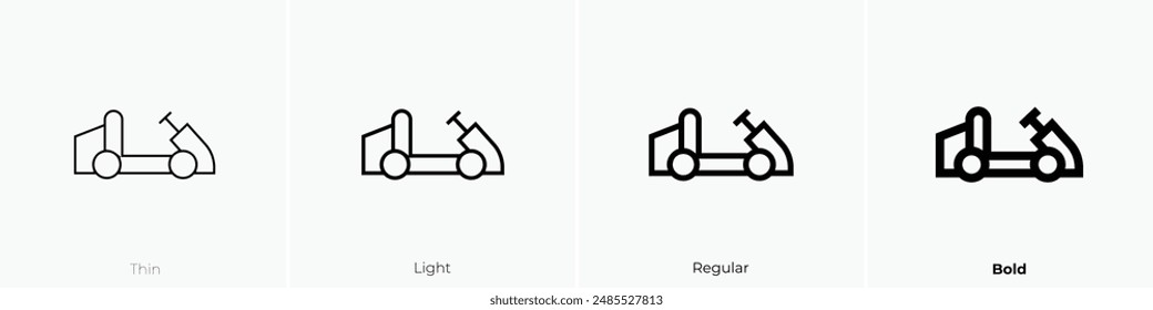 icono de go kart. Diseño de estilo fino, ligero, regular y audaz aislado sobre fondo blanco