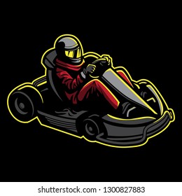 Go Kart Illustration In Retro Sport Style