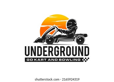 Go Kart logo silhouette design motor sport helmet bowling ball icon vehicle fun