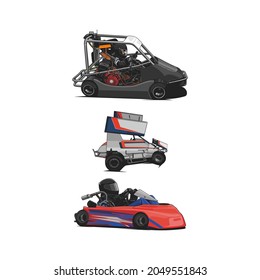 go kart race set bundle collection vector 