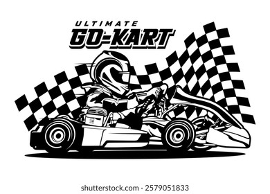 go kart race ultimate illustration logo design vector art