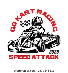 Go kart race vector illustration, perfect for t shirt design and event logo	
