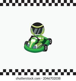 Go Kart Racer green car cartoon
