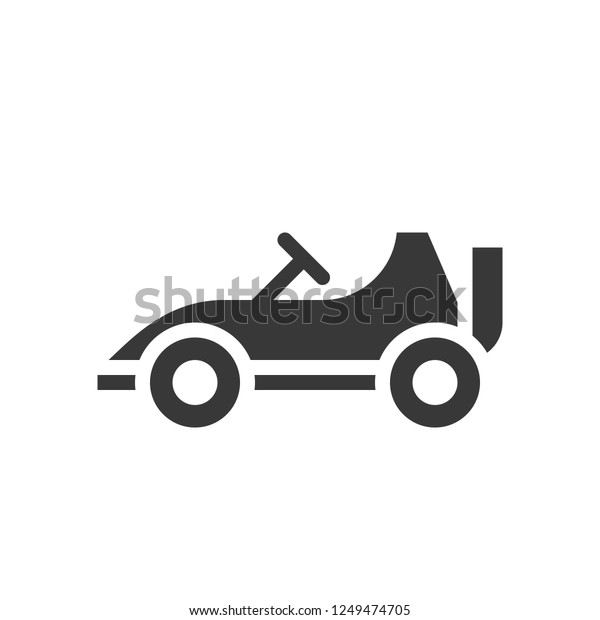 Go kart or Racing car vector icon, amusement park\
related solid design