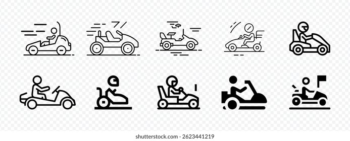 go kart racing icon — kart racing car vector icon set, Kart racing car icon