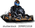 go kart, kart racing, isolated on white background for poster, t shirt print, business element, social media content, blog, sticker, vlog, and card. vector illustration.